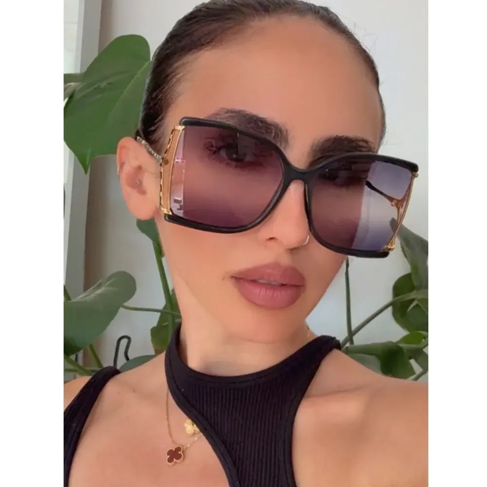 NEW Gucci GG0592S Mirror Grey Oversized Square Sunglasses $565